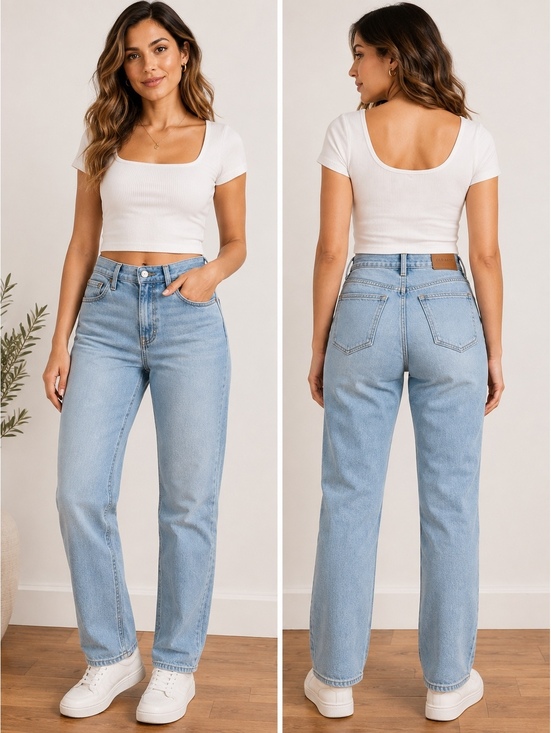 Old Navy Denim - Old Navy Women’s High-Rise O.G. Straight Built-In Warm Jeans Size 8